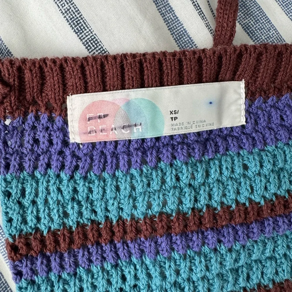 Free People Blue & Purple Crochet Halter Top